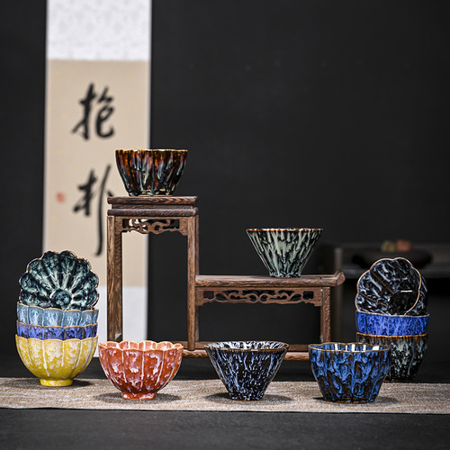 New item kiln change ceramic irregular cup household Gongfu tea cup personal cup tea drinking cup Tianmu Jianzhan master cup tea bowl