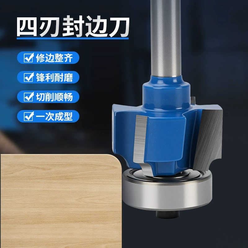 Четырехлезный круглый нож для обрезки края 1/4 ручка красок синий деревообрабатывающий фрезерный инструмент 4 зуба R фаски