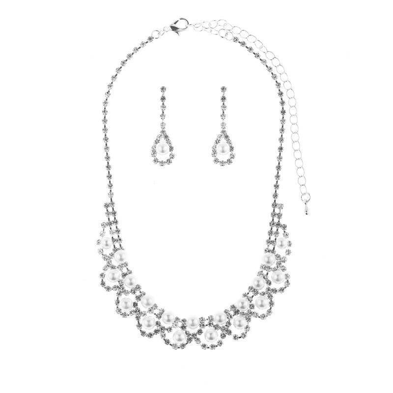 Серебряные украшения, серьги из жемчуга, ожерелье и браслет, роскошный комплект для невесты, европейский стиль, 3 предмета