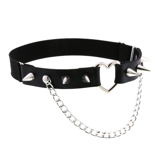 European and American foreign trade gothic rock soft girl dance love rivet long nail garter belt PU punk chain leg ring leg chain