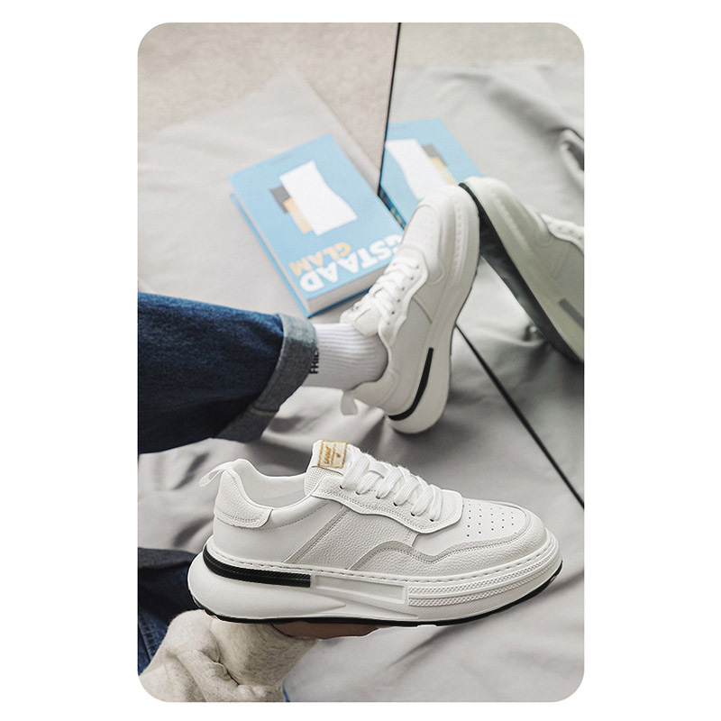 ShoeGlobe New Fashion Winter Plush Low-top Dad Trendy Versatile Thick-soled Sports Casual Men's White Shoes_voghion.com