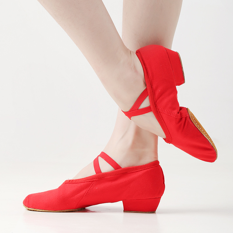 Buscando pan er adulto Examen de Arte Negro mediados talón lona del maestro zapatos de baile étnico de fondo suave para niños con tacón