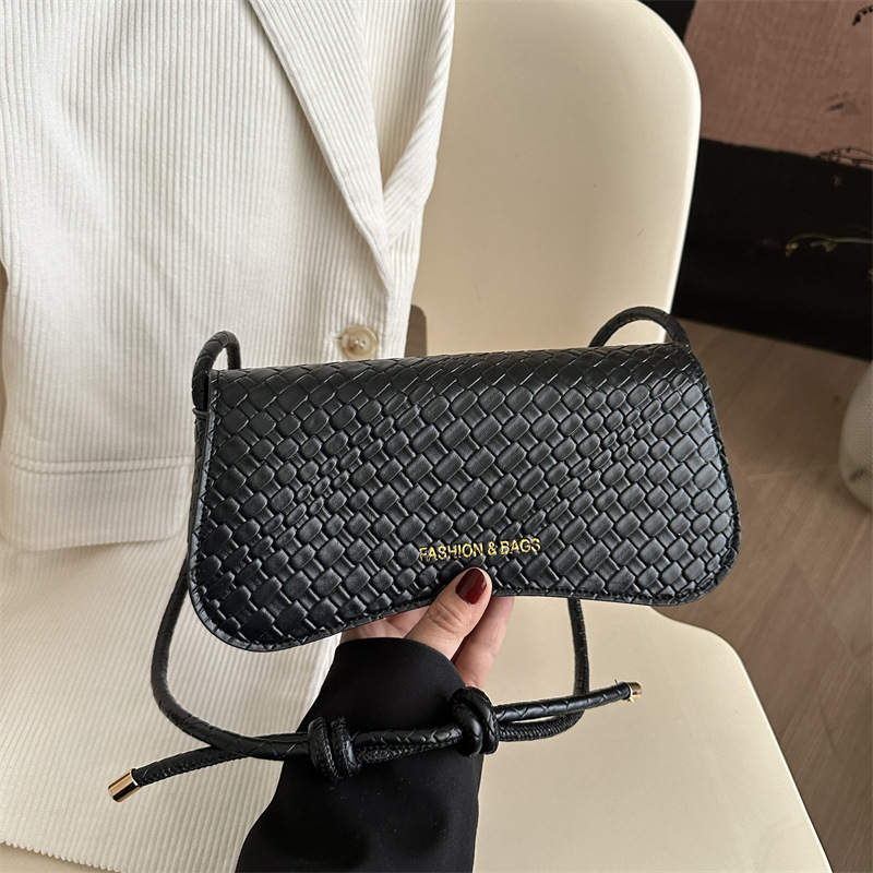 Casual simple retro moda tejido patrón 2025 color sólido verano nueva moda popular bandolera portátil