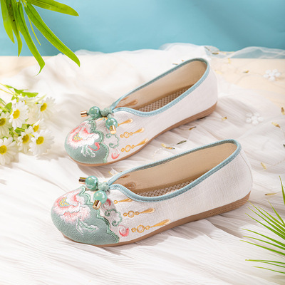 old Beijing cloth shoes female folk Fairy Hanfu Shoes for Women Girls low antique Chinese dress shoes and cloth shoes Fairy Hanfu Shoes for Women Girls