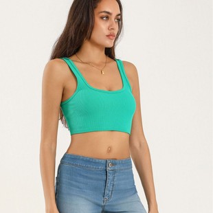 Large U-Back Square-Neck Sports Ribbed Short Yoga Vest Fitness Underwear with High Elasticity and Comfortable Single-Layer Bra