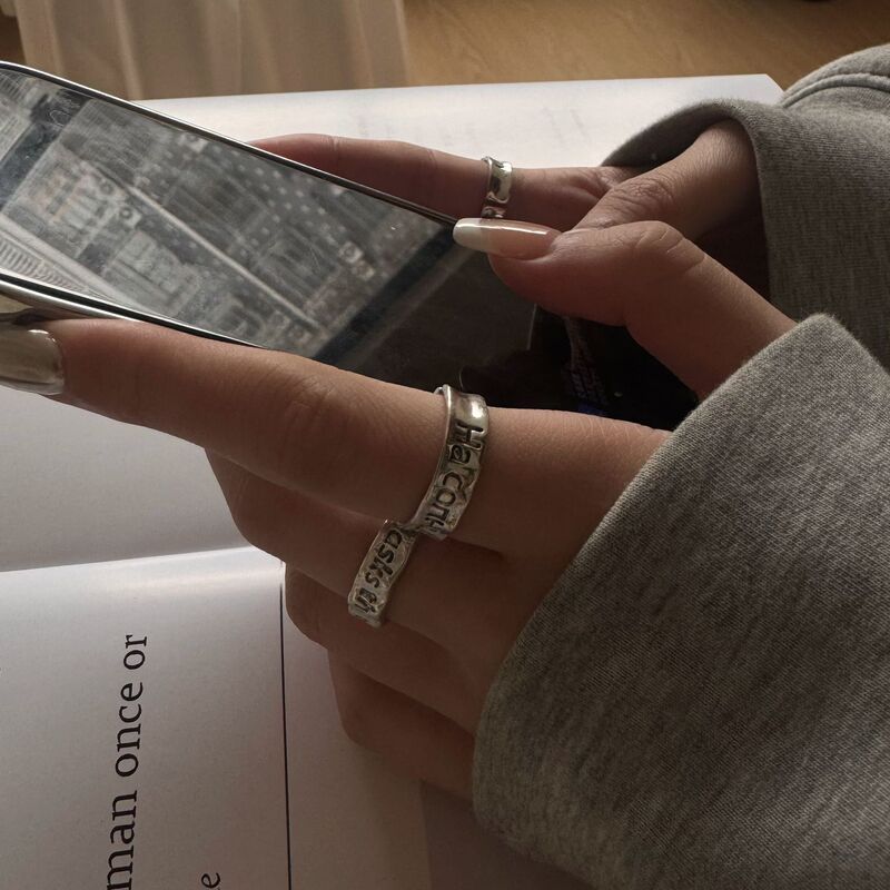 Vintage Literary Poetry Old Ring Ins Fashion Personalized Irregular Niche Adjusting Ring Opening Ring