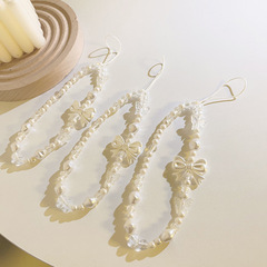 小香風蝴蝶結手鍊串珠吊墜配飾通用手機殼耳機套掛件手機掛繩防丟