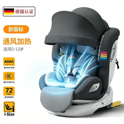 Car child safety seat: car seat, suitable for babies - ventilated-and-heated-in-a-noble-gray-color-with-a-sunshade