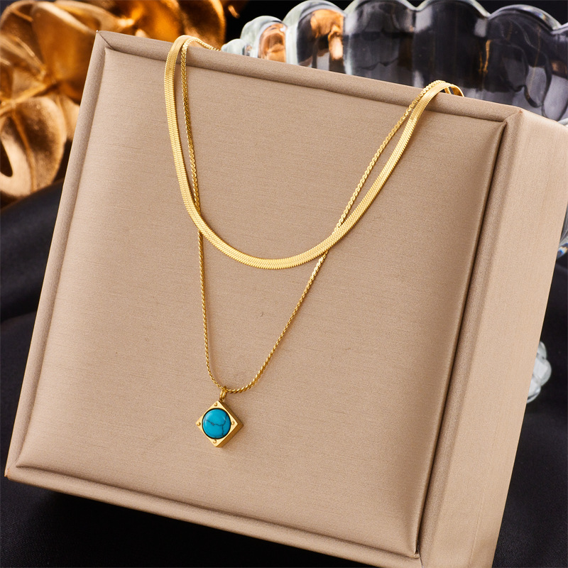 Holiday, Daily Occasion Wholesale Jewelry Lady Geometric Titanium Steel Zircon Plating Necklace