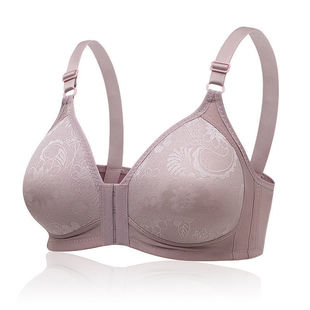 Cross-Border Large Size Thin Bra for Middle-Aged and Elderly People with Front Buckles Without Steel Rings Push-Up Underwear for Women with Side Breasts and Mother's Bra for Women
