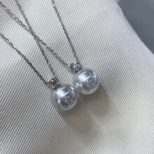 日本海水akoya珍珠真多麻吊坠王妃吊坠18K金正圆银蓝光经典款吊坠