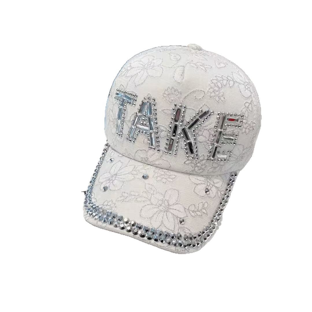 Rhinestone TAKE letra moda gorra de béisbol mujer primavera y verano nueva gorra de béisbol de diamantes de imitación sombrero para el sol de verano moda todo fósforo
