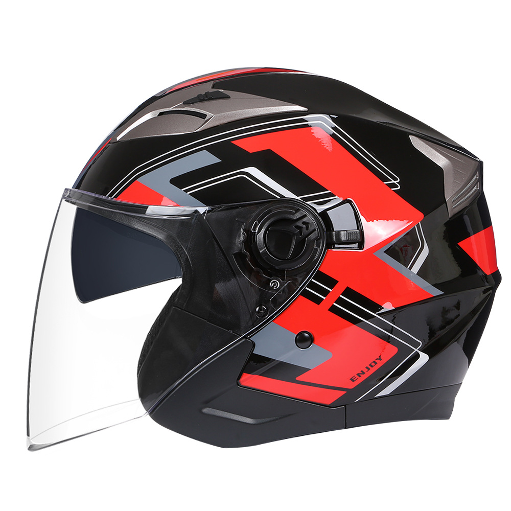 Motosiklet kaskı (dəbilqə) — Motuoche Half Helmet - red-m57-58