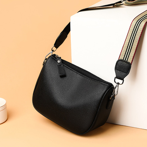 Cross-border direct supply new soft PU leather women's bag fashion and generous casual retro shoulder strap saddle bag cross-body bag 