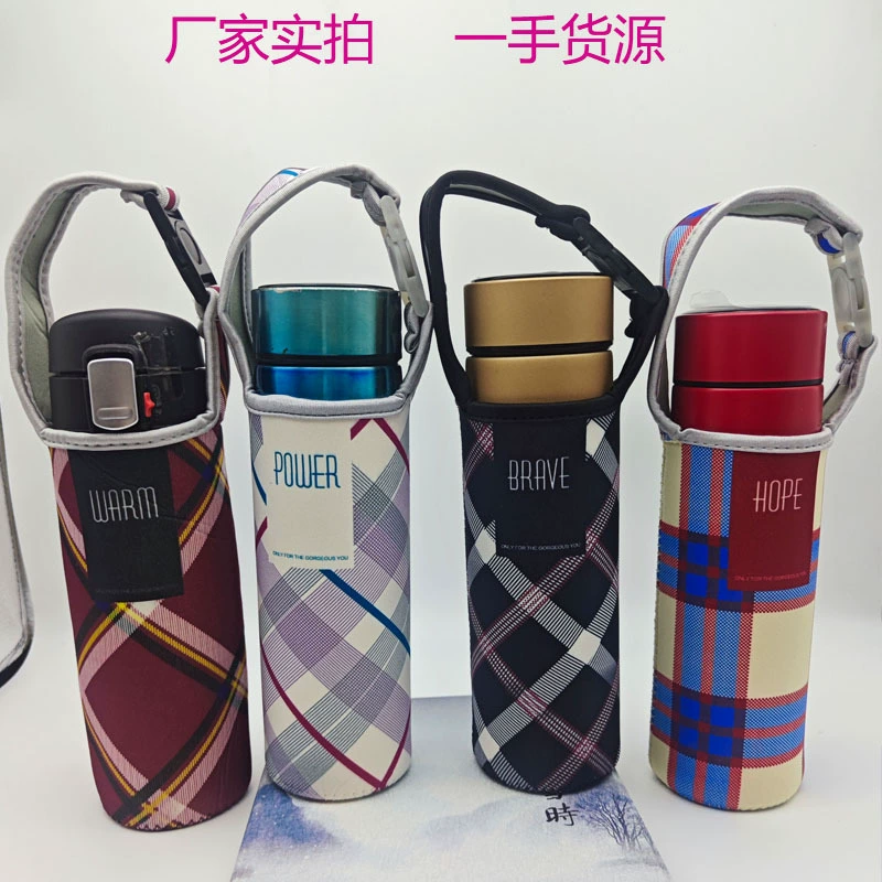 Прямой набор чашек в клетку цветная пряжка водяная чашка сумка стеклянная изоляция сумка портативный тканый чехол для печати логотипа