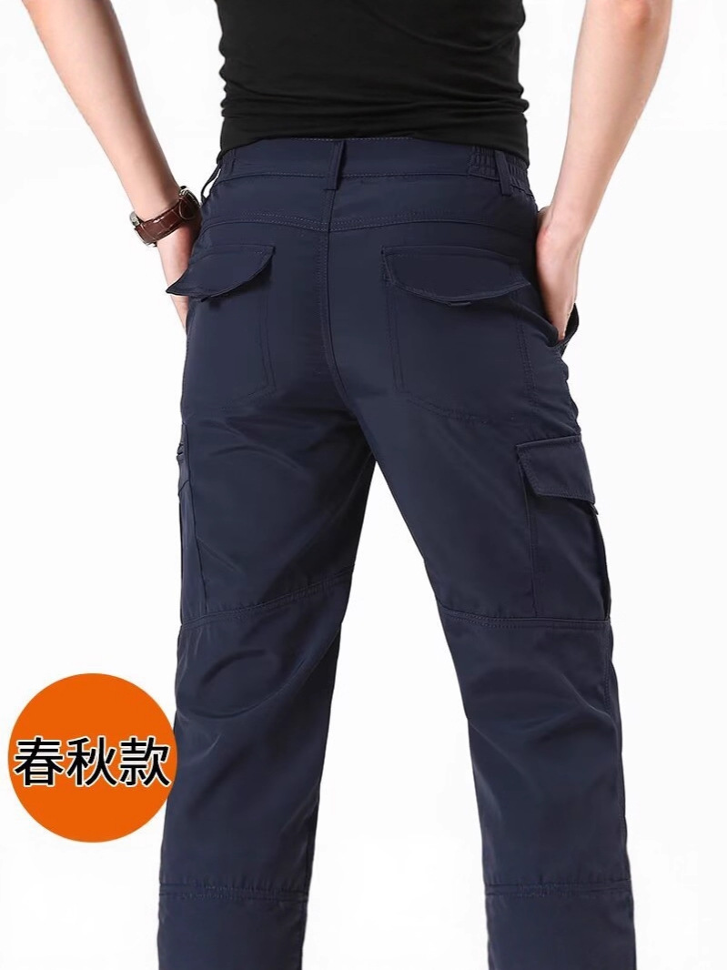 Pantalones de otoño e invierno para hombres, pantalones de asalto de montañismo de hombre con forro polar, impermeable y abrigo pantalones rectos elásticos con múltiples bolsillos nuevos