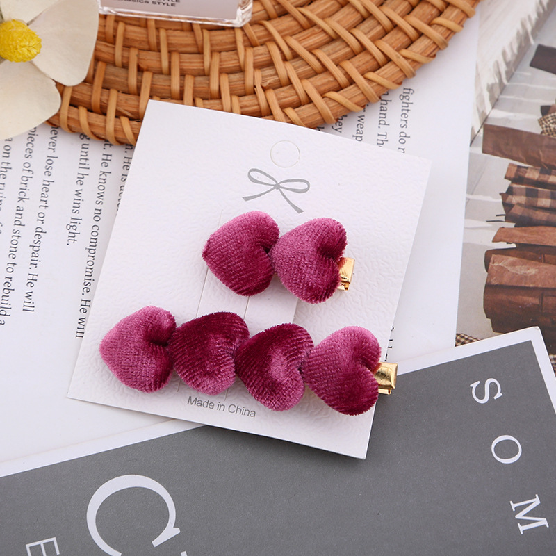 Clip de terciopelo coreano amor dulce broche clip clip de cabello de otoño y invierno mujer clip lateral japonés toque de cabello