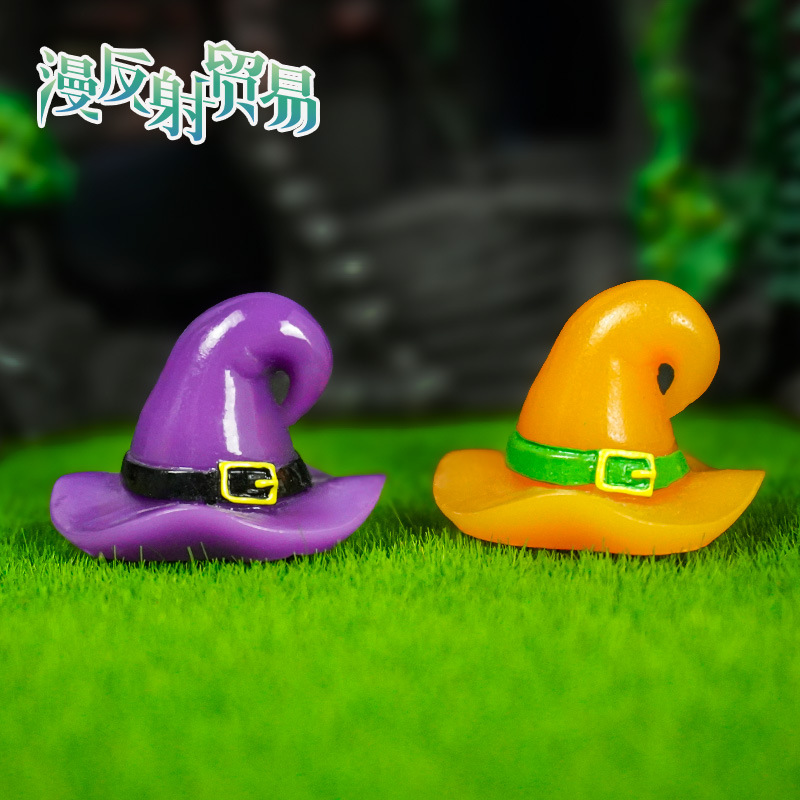 Adornos de resina de Halloween micro paisaje suculento pequeños adornos nuevo lindo sombrero de Halloween fantasma vampiro creativo