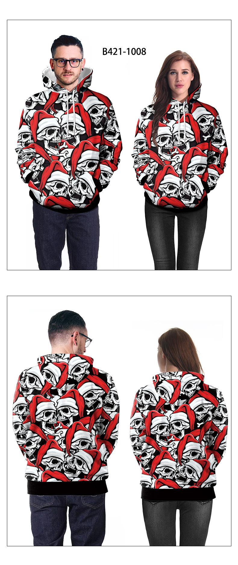 New Halloween 3d Digital Print Hooded Couple Casual Sweater_voghion.com