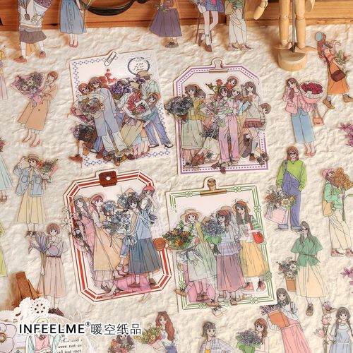 infeelmePET sticker pack Heart-beating girl series INS girl account DIY material decorative stickers 30 sheets