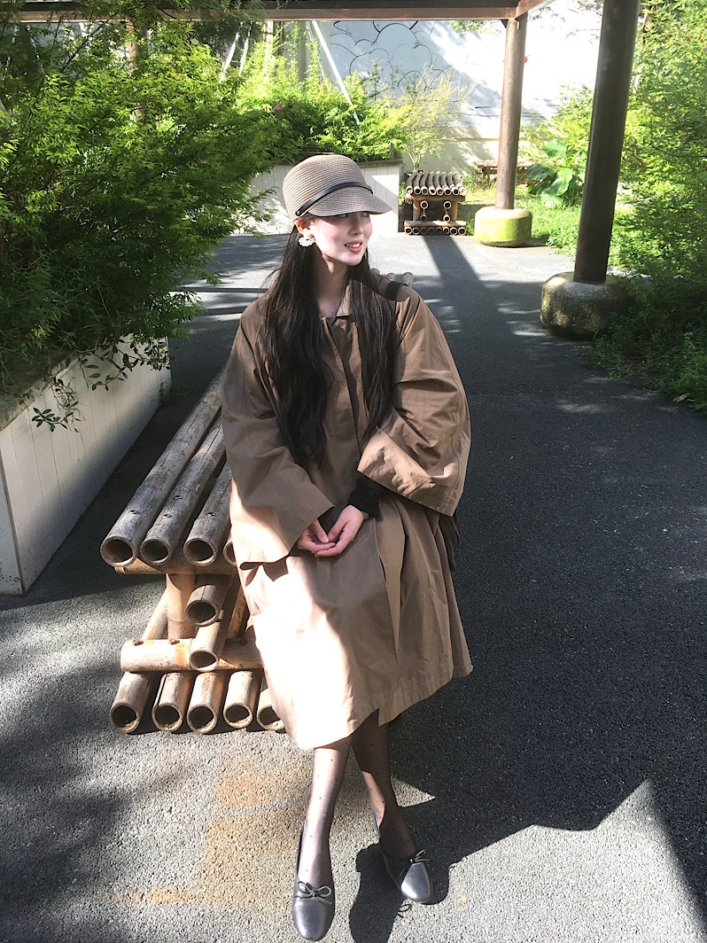 Korean Mid-Length Windbreaker Jacket for Women in Autumn and Winter New Fashionable Large A-Hem Umbrella-Shaped Outwear High-End Cape Jacket