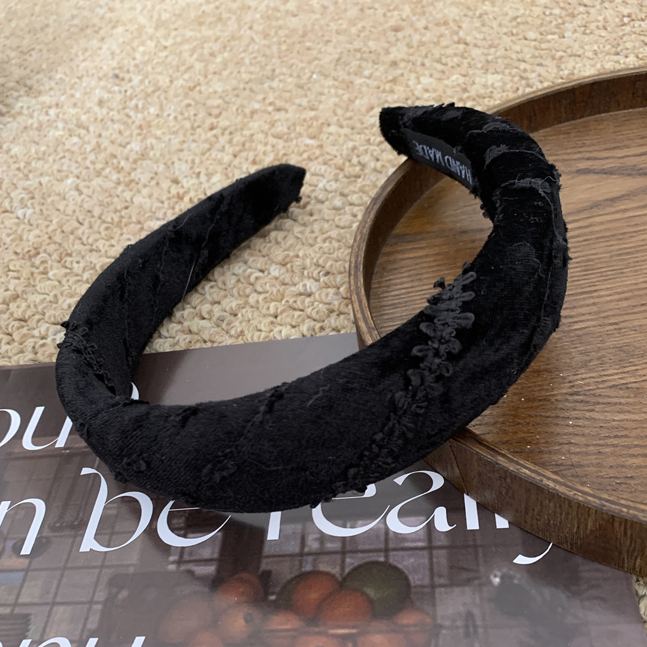 Chanel estilo retro simple flor negro diadema de viaje accesorios para el cabello de la diadema de moda elegante para mujer del todo fósforo de las mujeres