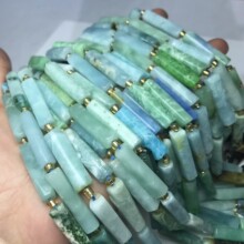 凤凰色绿天使原石柱型散珠半成品手链项链配件配珠饰品