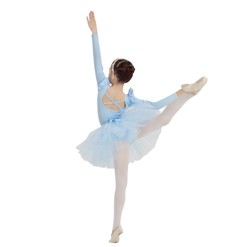 Girls' dance costume, pure cotton blue 2026 new style ballet skirt, dance dress, summer sleeveless