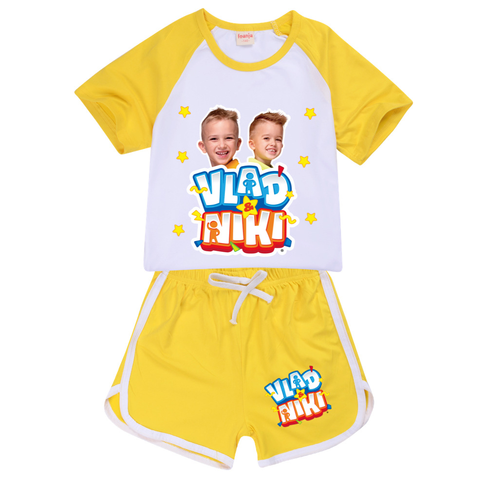Jungen Sommer Vlad Niki Sets Kurzarm T-Shirt Shorts 2 Stück Anzug Casual Sportswear Kinder kleidung Trainings anzug für Teenager Mädchen – Detail 11