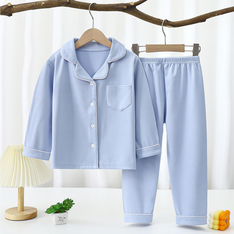 新しい子供の徳の絨毯のパジャマの中で大きい子供の家の服のスーツの男の子の宝の女性の宝の秋冬の長袖は家の服を襟をめくります|undefined