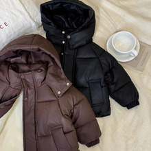秋冬季儿童棉服男童女童中小童宝宝加绒加厚保暖棉袄棉衣PU皮外套