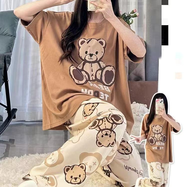 Pijamas de dibujos animados para mujer primavera y verano celebridades de Internet estilo caliente pantalones de manga corta 2025 nuevo traje casual de dos piezas de servicio a domicilio image 53
