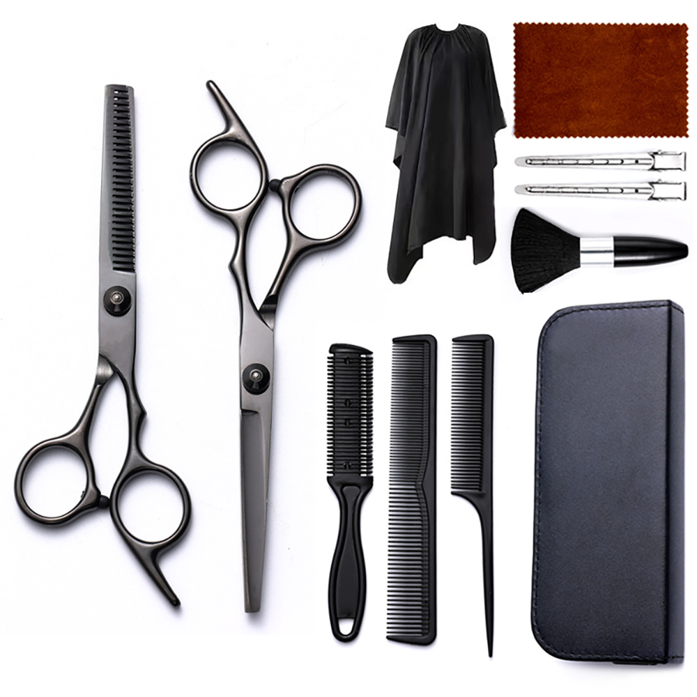 Corte de pelo tijeras transfronterizas amazonas color tijeras de dientes planas cortadas delgadas frange tijeras divisorias fábrica de tijeras al por mayor set de tijeras de peluquería