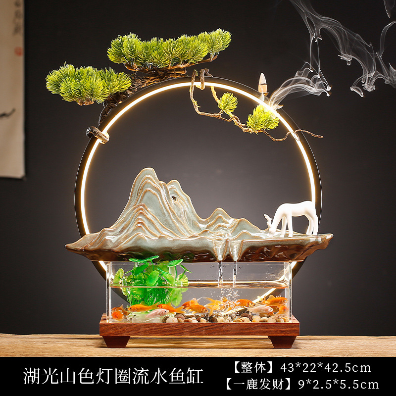 Chinese Style Wealth-promoting Ornaments,Creative Founta,Fish Tanks,Home Office Desks,Opening Housewarming Gifts