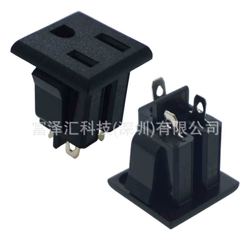 BX-6B 美标美式美规日式插座AC-08 PDU三插三芯AC电源插座15A125V