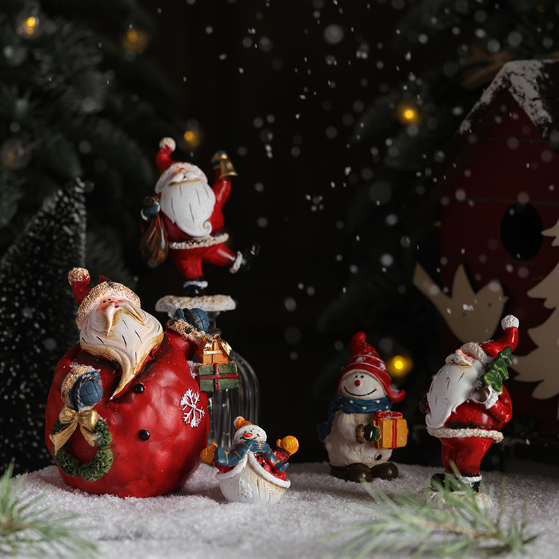 Nuevos productos transfronterizos decoraciones de resina Papá Noel muñeco de nieve decoración de escritorio decoración de Navidad retro americana decoración