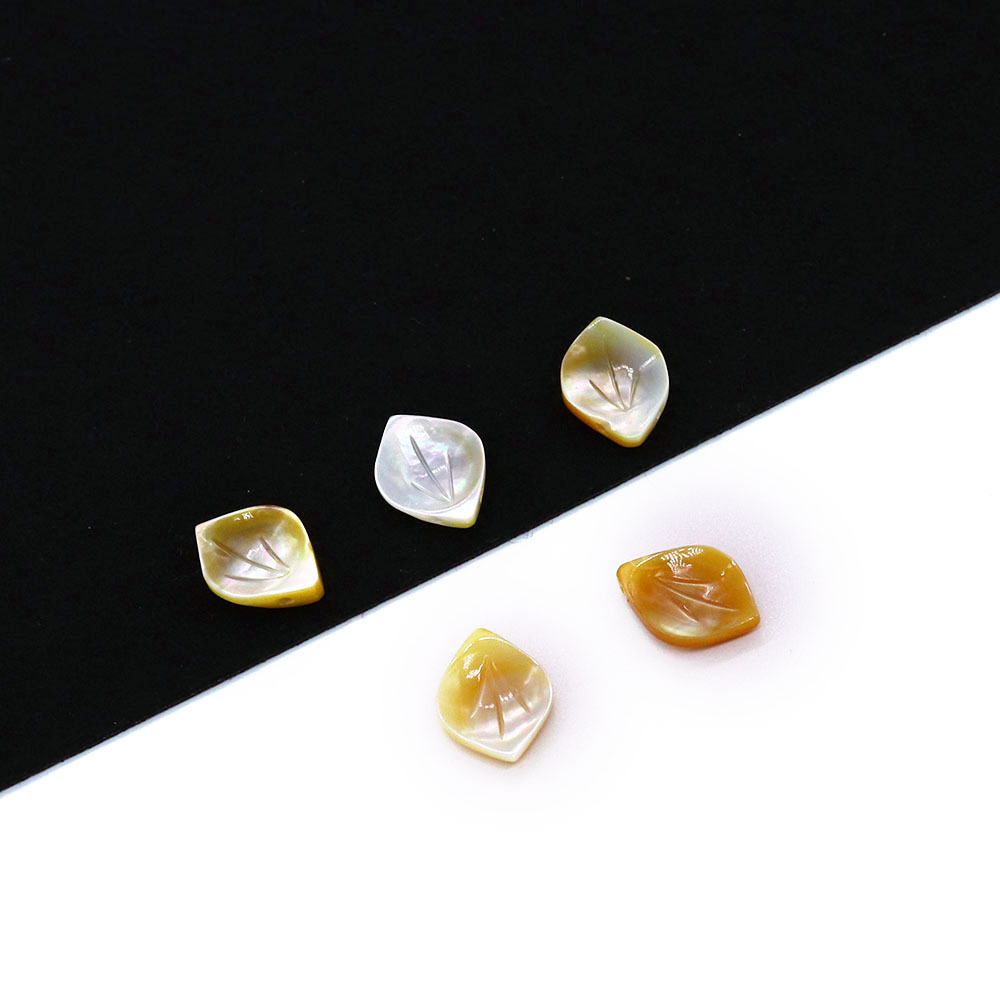 天然海水贝黄贝吊坠10x14mm树叶形状雕刻单孔挂件DIY项链服饰饰品