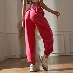 レディースカジュアルスポーツパンツ、春秋用、ドローストリング付き、ゆったりヨガパンツ、ランニング、ハーレムパンツ、通気性、速乾性、フィットネスパンツ