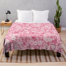 日本樱花主题毛毯卧室保暖法兰绒盖毯女生房间装饰毯子