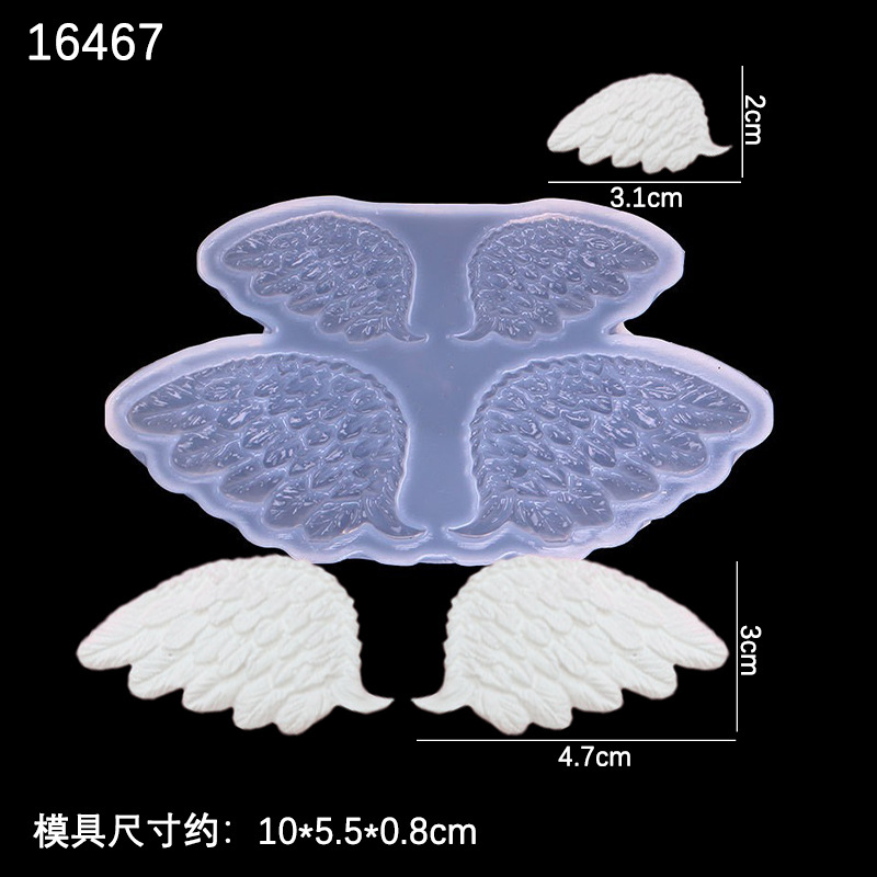 DIY cristal epoxi ala espejo molde accesorios hechos a mano Ángel pluma ala colgante accesorios molde de silicona