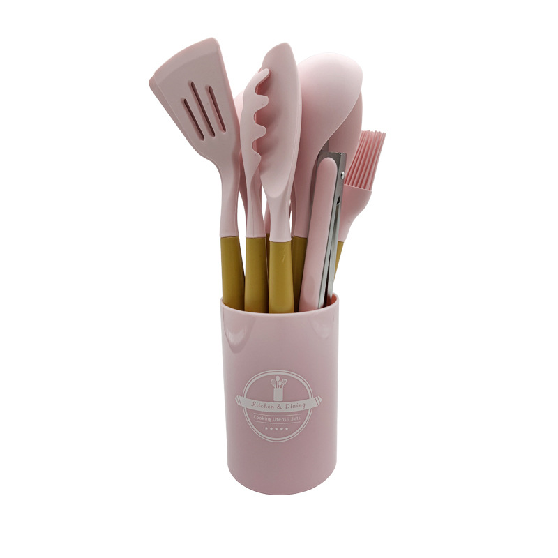 Kitchen espátula de silicona utensilios de cocina de silicona juego de 12 piezas colador cuchara de sopa cuchara de cocina casera juego de pala resistente a altas temperaturas