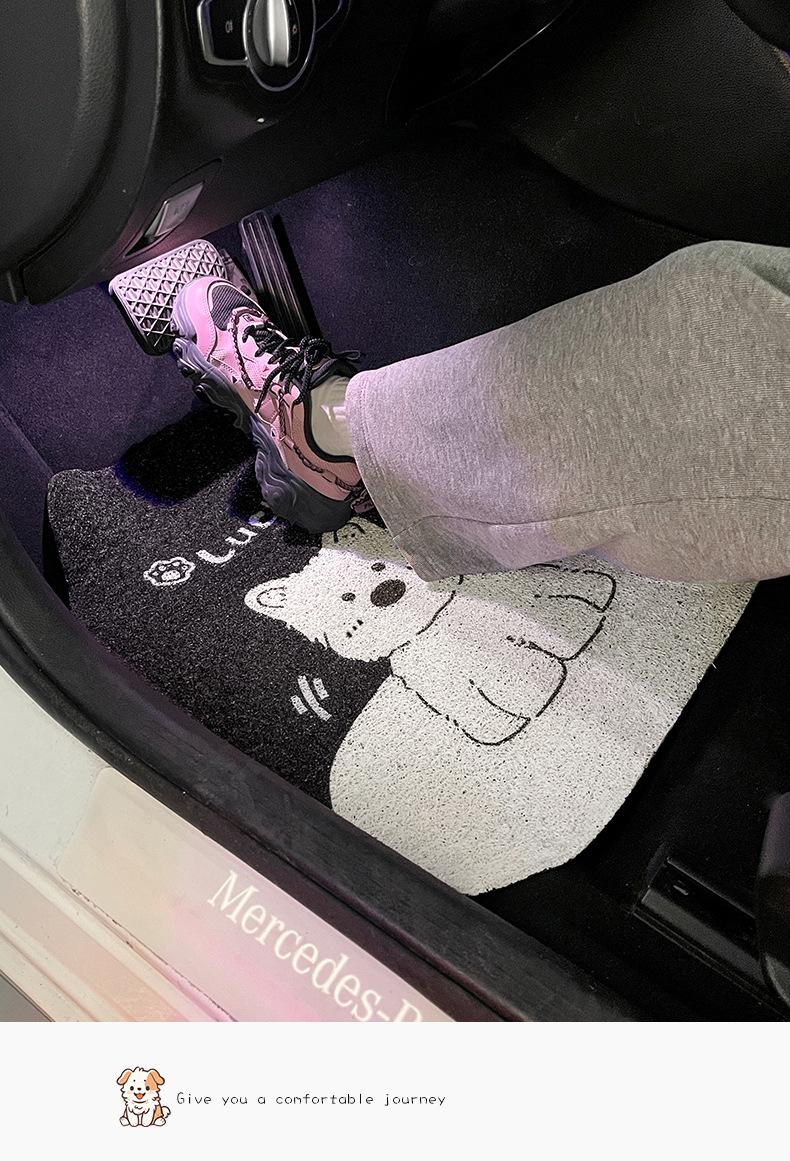 Car Floor Mat Wire Ring Universal Single Piece Main Driver Carpet Cute Ladies Floor Mat Anti-Dirty Anti-Slip Protective Mat Car Mat