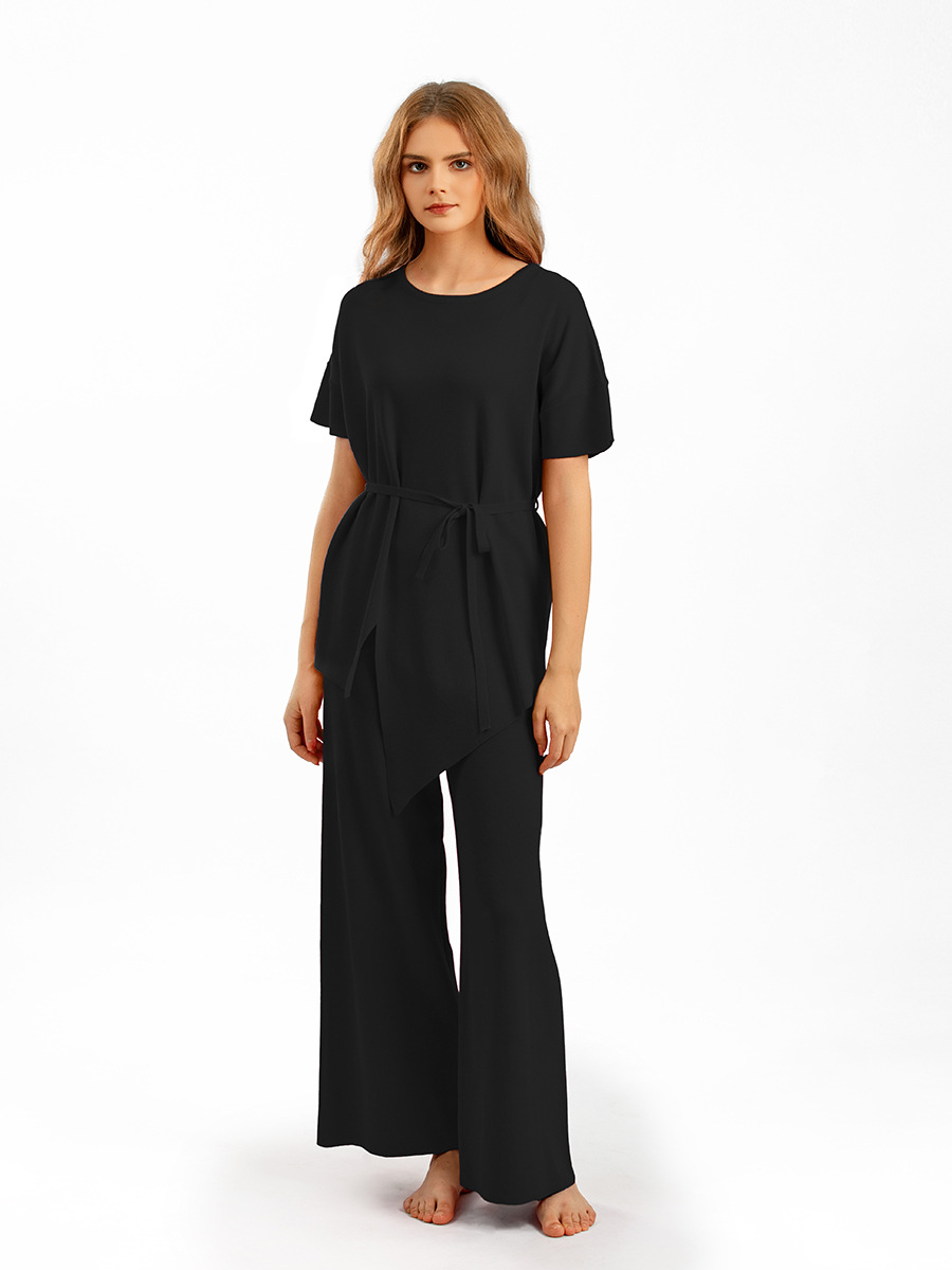 486g Weight Half Sleeve Sleeve Length Viscose fiber Fabric Type Pant Co-ord Set Sets Type 2 Pieces Set Quantity Holiday, Daily Occasion Round Neck Neckline Slim Fit Type Solid Color Pattern Summer, Spring Season Women's Gender Elegant, Streetwear Style Holiday Daily Women's Elegant Streetwear Solid Color Viscose Fiber Pant Co-ord Set Pants Sets 2