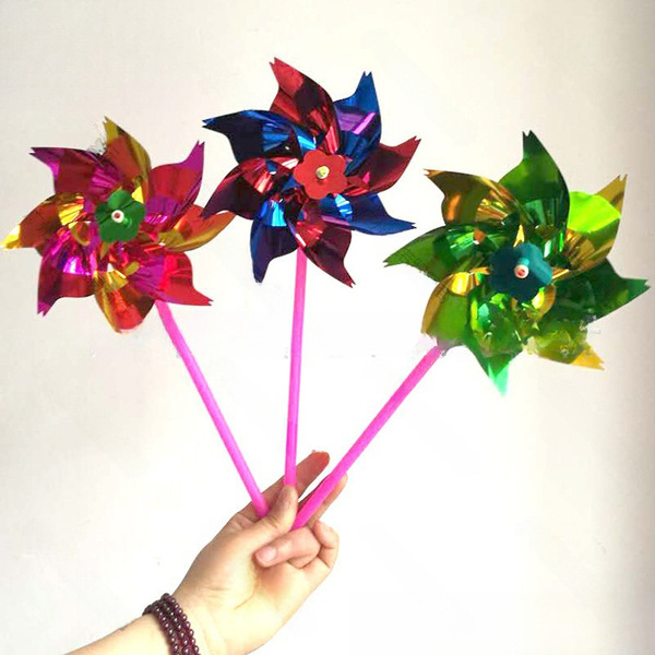 Plastic colorful cartoon windmill toy for kindergarten