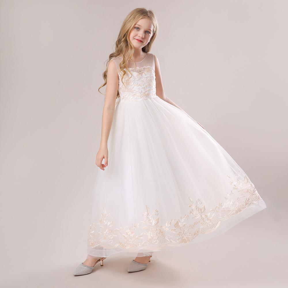 Comercio exterior vestido de niños medio y grande vestido sin mangas bordado de niñas vestido de fiesta vestido de noche vestido de princesa