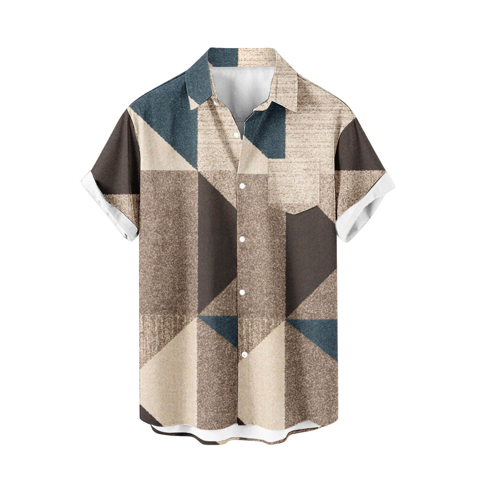 Venta caliente para hombres nueva camisa de manga corta 3D impresión digital moda casual Hawaii playa solapa para hombres