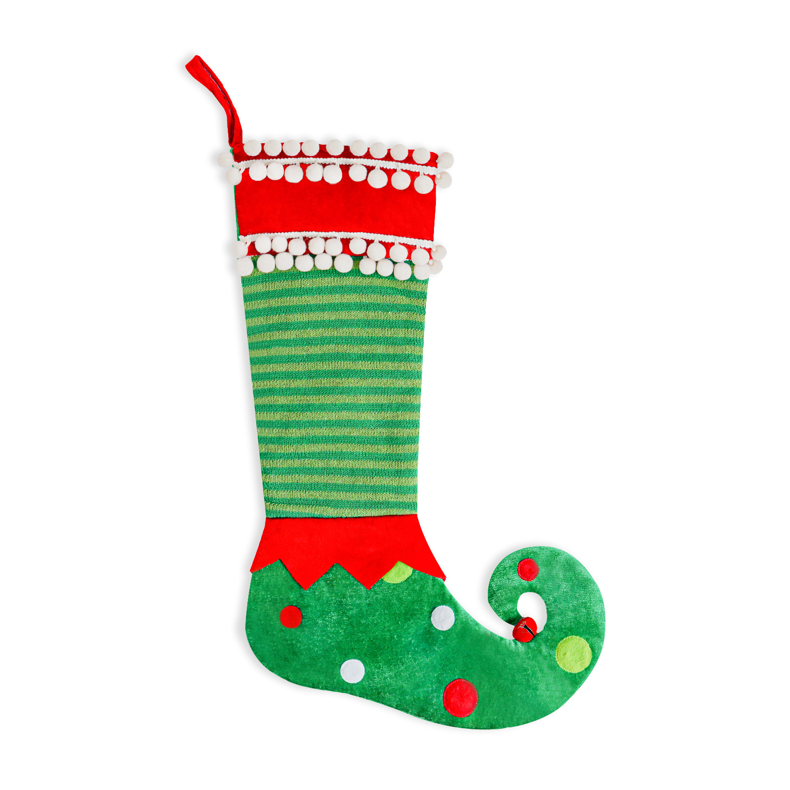 Nuevos calcetines de duende de Navidad Decoración de Navidad verde grandes calcetines de Navidad bolsa de regalo colgante al por mayor