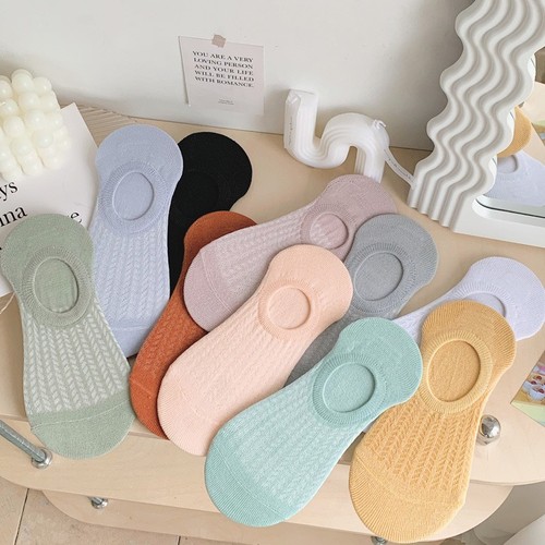 Socks for women summer thin boat socks solid color shallow mouth invisible breathable mesh non-slip non-falling new women's socks