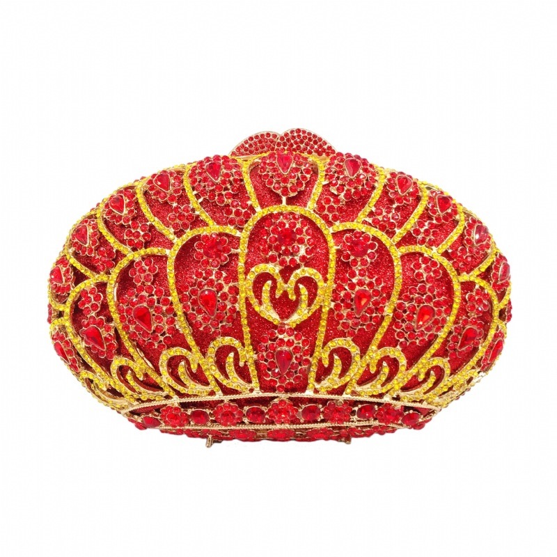 Fuente transfronteriza bolsas de cena de diamantes rojos, bolsas de mujer con diamantes, bolsas de mano, bolsas de embrague duras