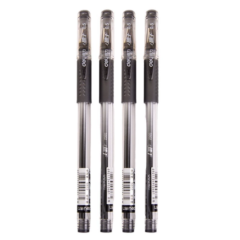 Deli Stationery S802 Быстро-сохнущий нейтральный перо 0.5 Полная труба Черный деловой офис Письмо плавно Экзамен студентам